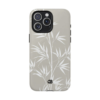 Beige Tough 2.0 Magsafe Phone Case for iPhone - Sandstone Bamboo Stalks