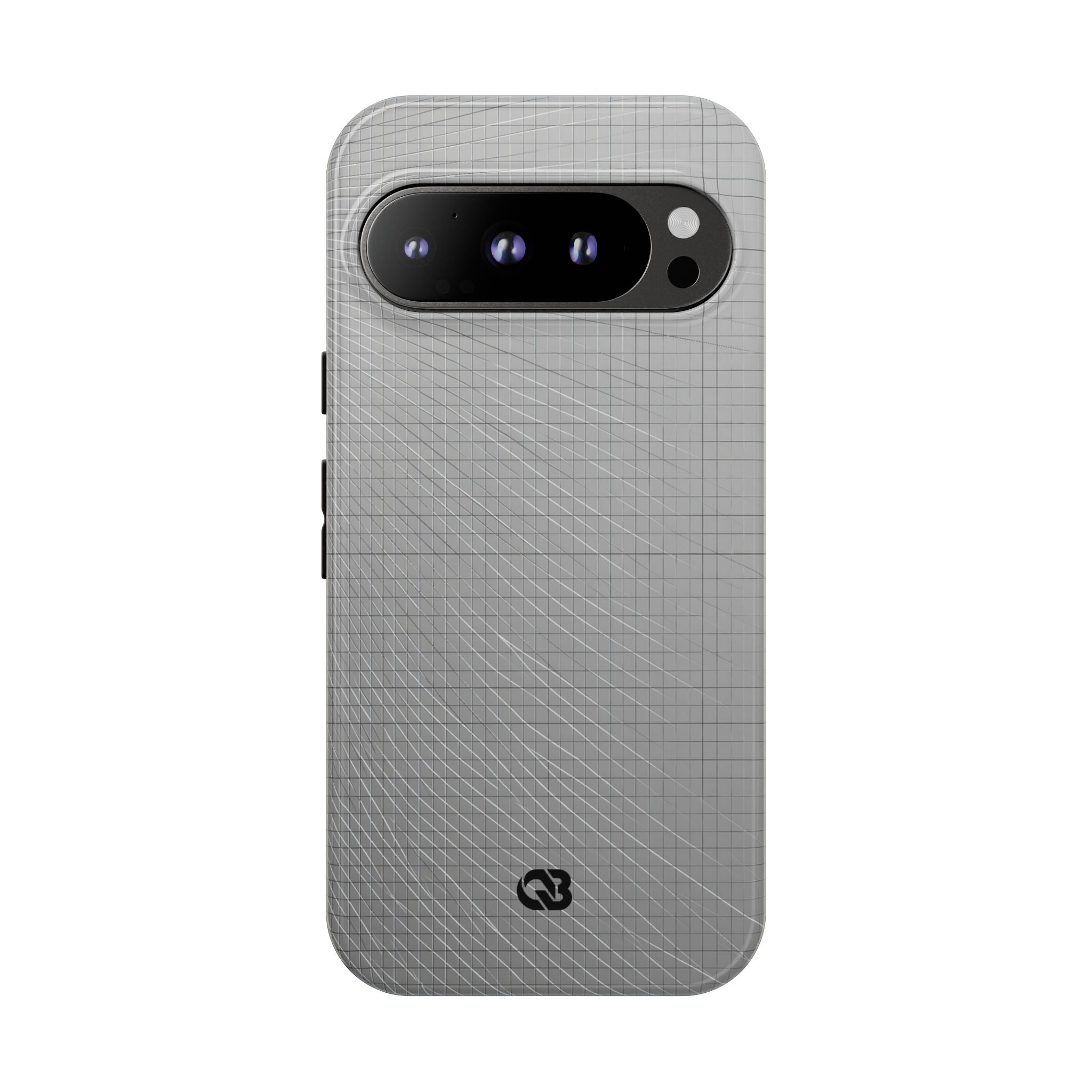 Grey Tough Phone Case for Google Pixel - Chrome Mesh Warp
