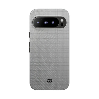 Grey Tough Phone Case for Google Pixel - Chrome Mesh Warp
