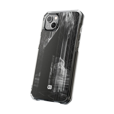 Black Impact MagSafe Phone Case for iPhone - Ghost Urban Wireframe