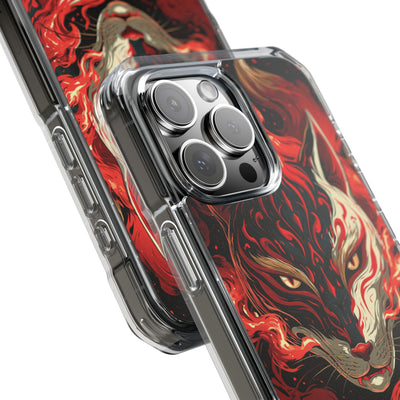 Crimson Kitsune Spirit · Clear Impact Magnetic Phone Case for iPhone · Red