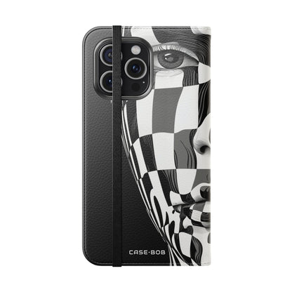 Mirrored Checkerboard Face - iPhone 15 Pro Max Case - Wallet