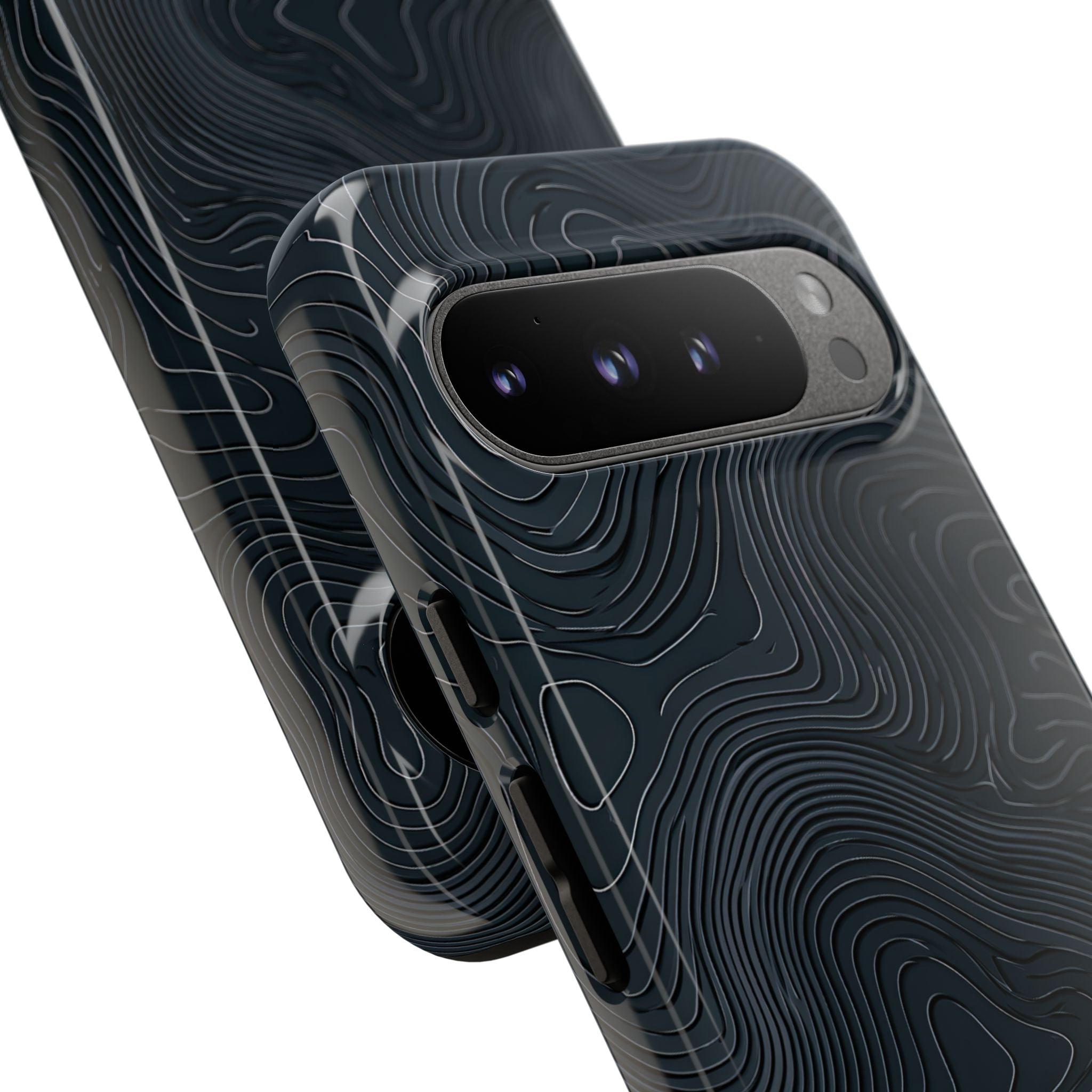 Black Tough Phone Case for Google Pixel - Obsidian Ridge Topo