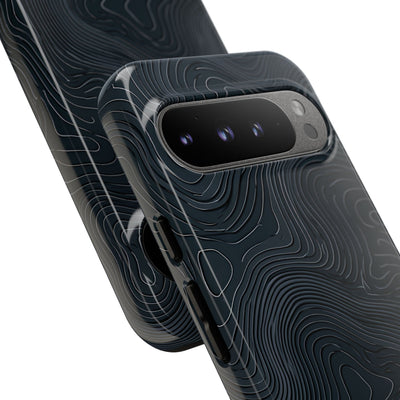 Black Tough Phone Case for Google Pixel - Obsidian Ridge Topo