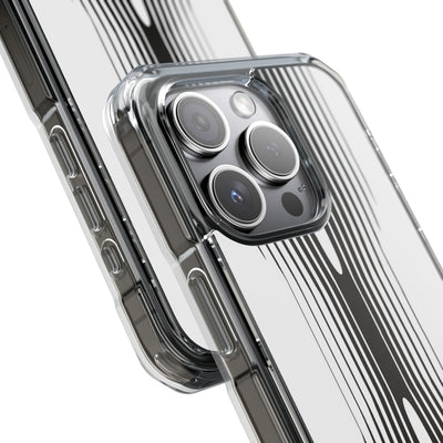 White Impact MagSafe Phone Case for iPhone - Kinetic Mono Distortion