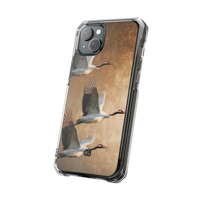 Golden Crane Flight · Clear Impact Magnetic Phone Case for iPhone · Gold