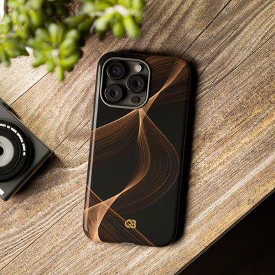 Brown Tough Phone Case for iPhone - Copper Silk Wave