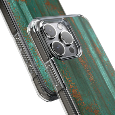 Teal Impact MagSafe Phone Case for iPhone - Verdigris Copper Siding