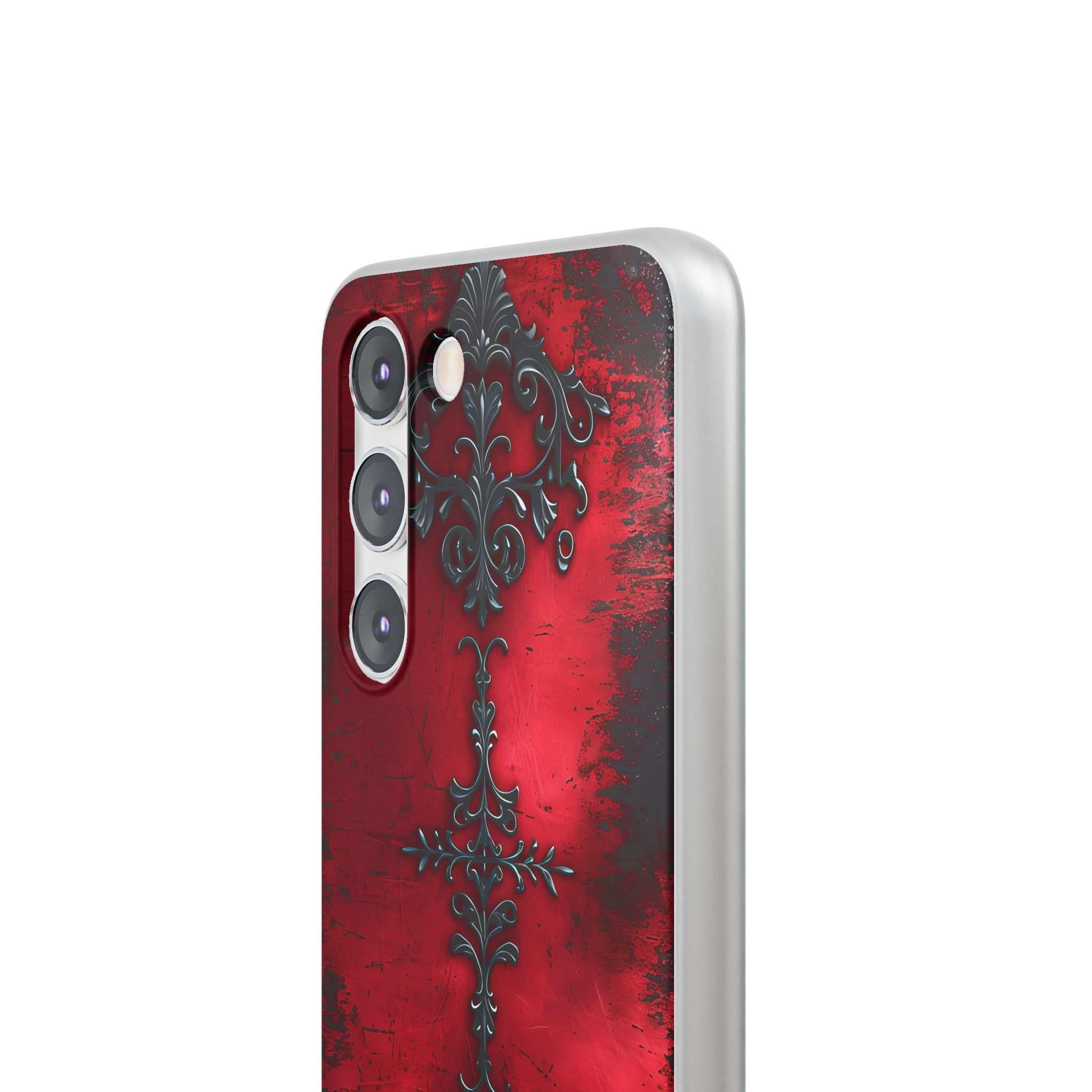 Crimson Gothic Filigree · Soft Phone Case for Samsung
