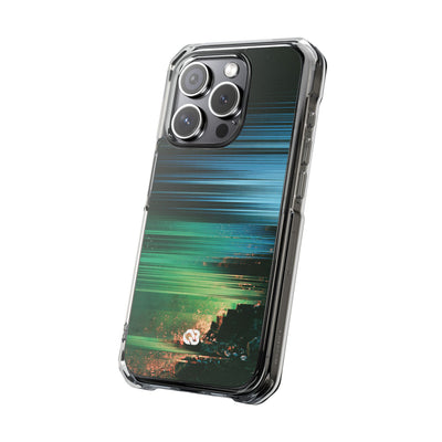 Digital Shoreline Drift · Clear Impact Magnetic Phone Case for iPhone ·  Teal