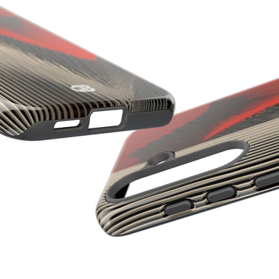 Red Tough Phone Case for Samsung - Crimson Pulse Topo