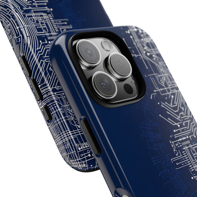 Blue Tough Phone Case for iPhone - Cobalt Circuit Logic