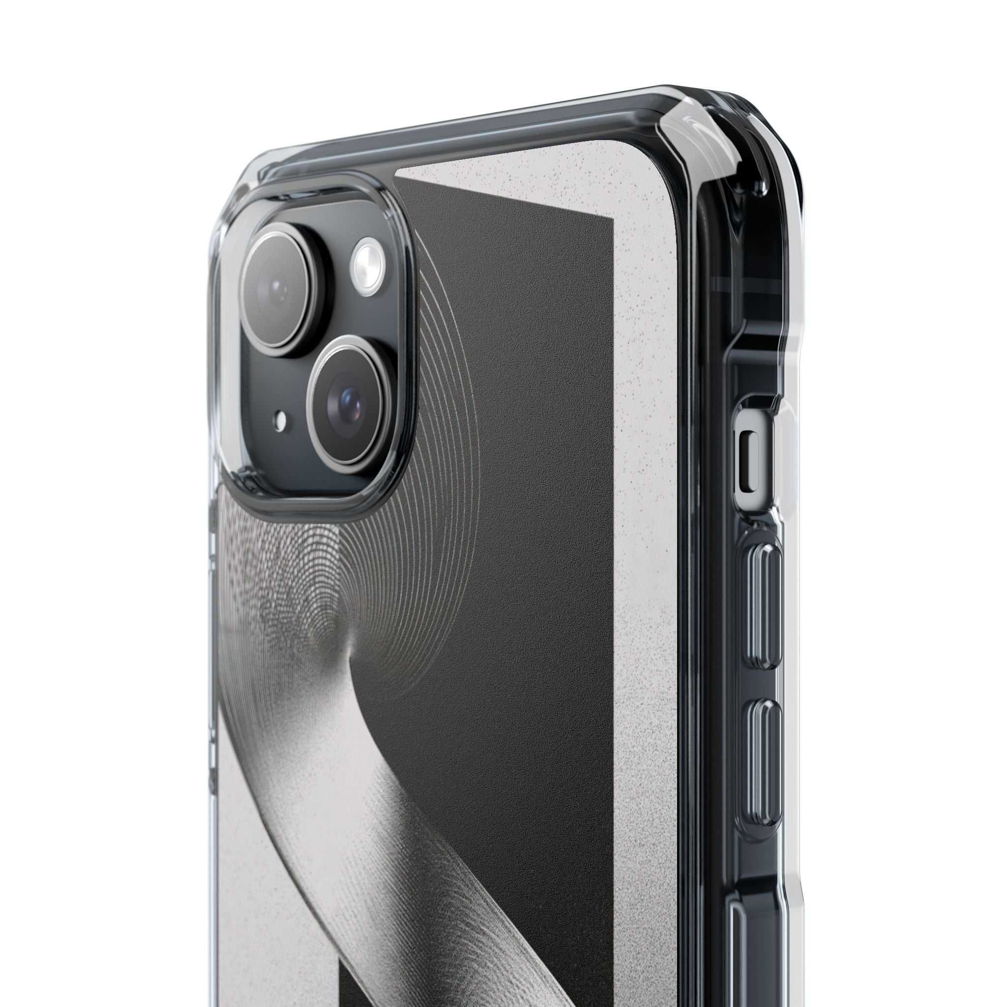 Grey Impact MagSafe Phone Case for iPhone - Obsidian Moiré Wave