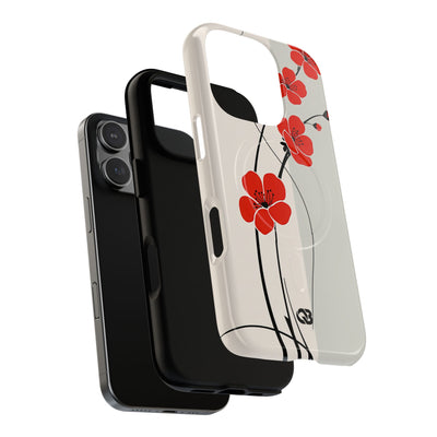 Red Tough 2.0 Magsafe Phone Case for iPhone - Crimson Plum Ink