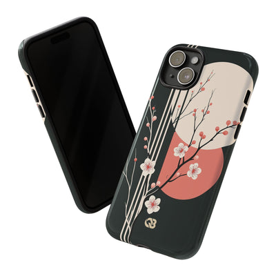 Black Tough Phone Case for iPhone - Kyoto Midnight Blossom