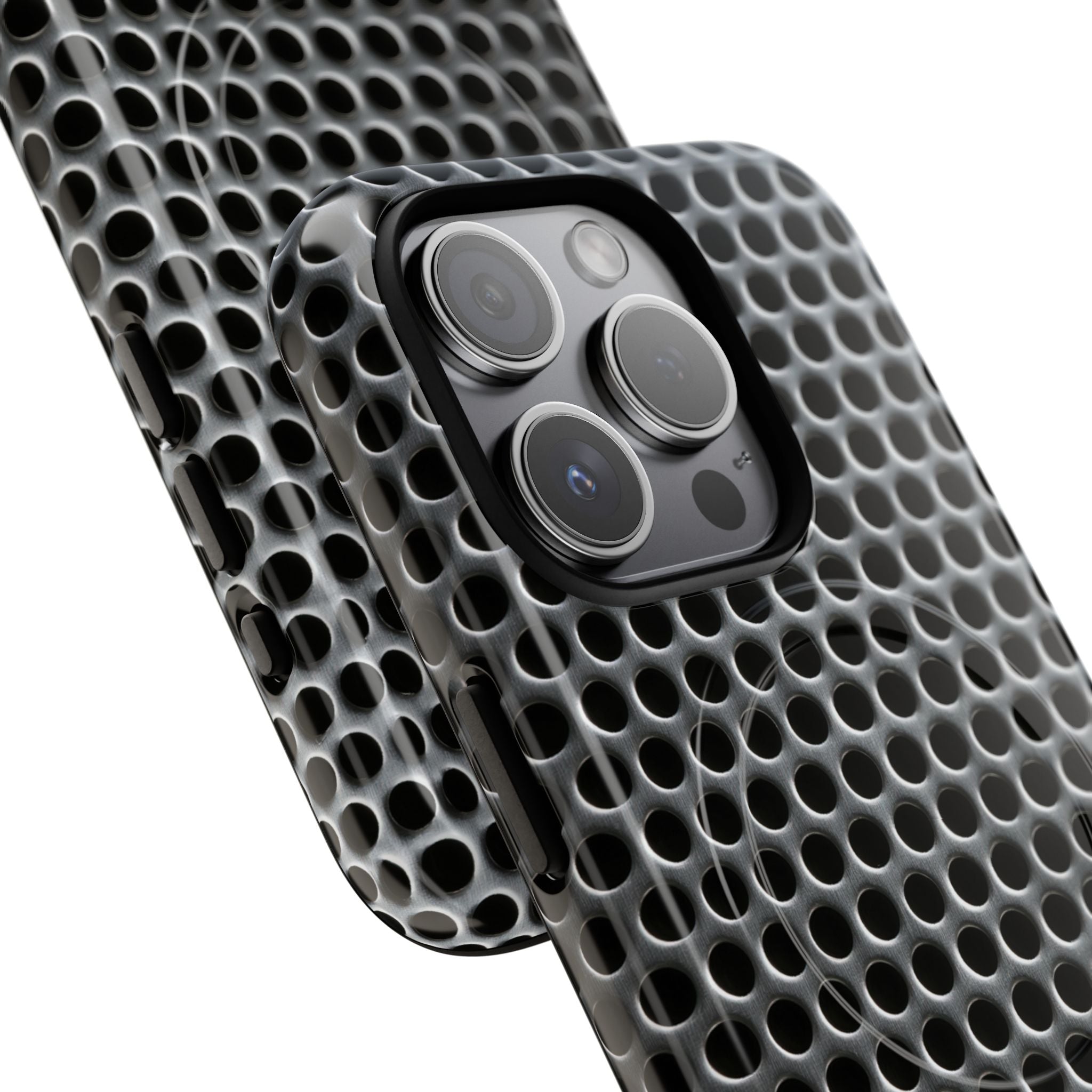 Silver Tough 2.0 Magsafe Phone Case for iPhone - Brutalist Steel Mesh