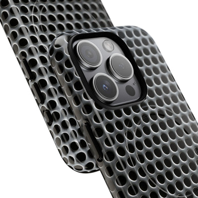 Silver Tough 2.0 Magsafe Phone Case for iPhone - Brutalist Steel Mesh