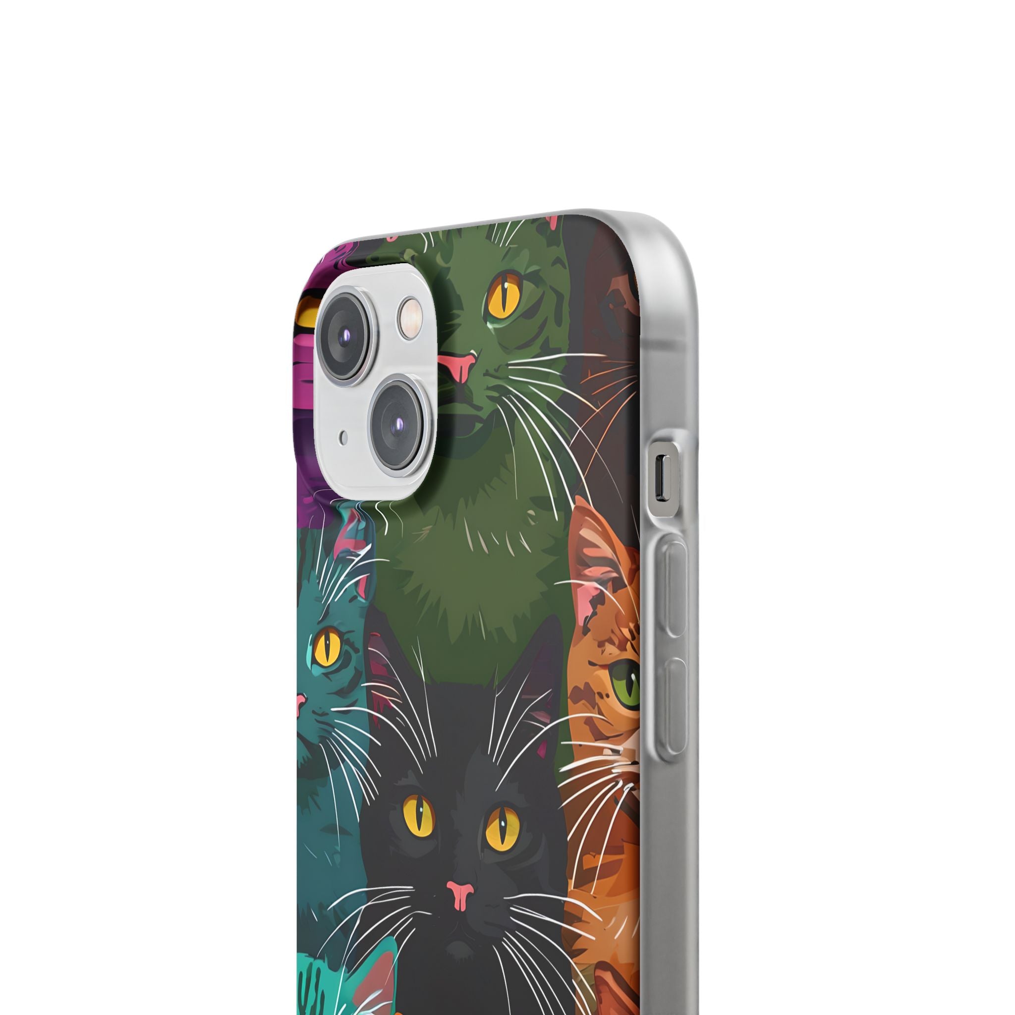 Teal Cat Grid iPhone 14 Case - Soft