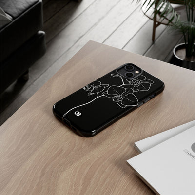 Black Tough Phone Case for iPhone - Noir Alabaster Orchid