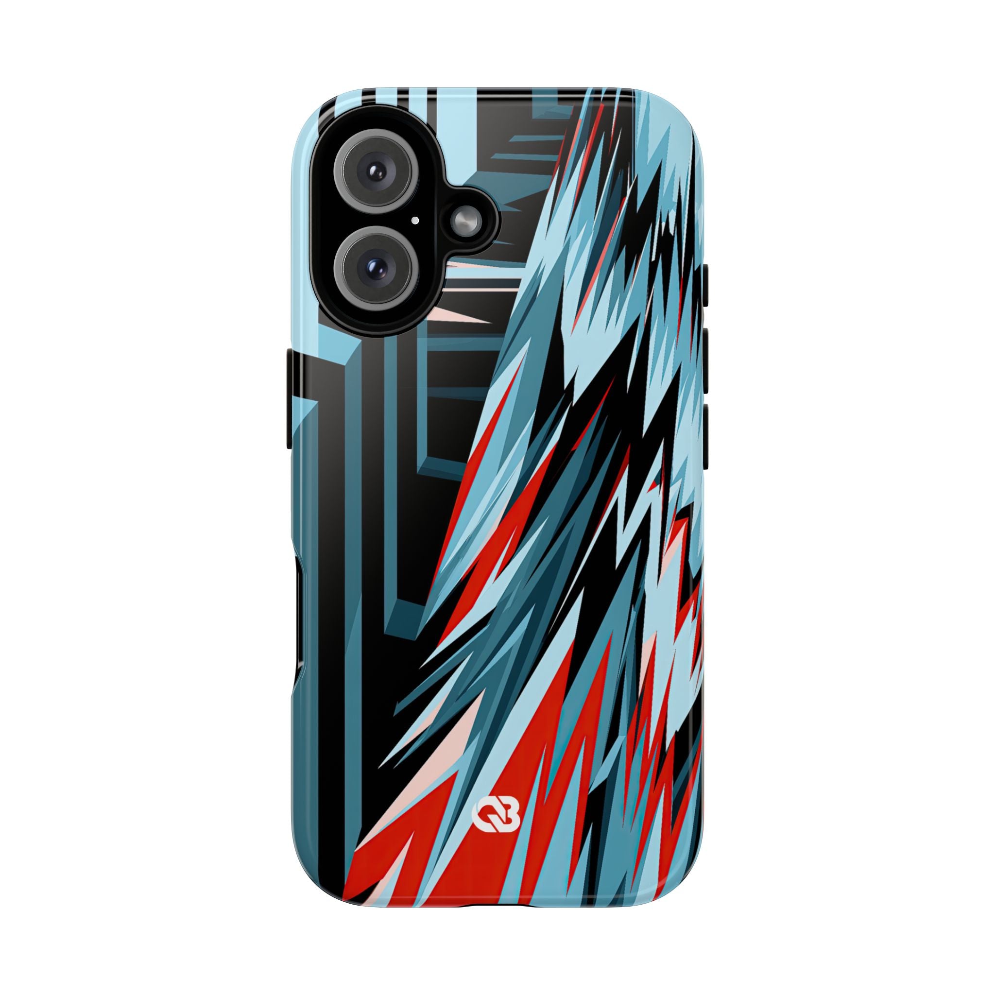 Blue Tough Phone Case for iPhone - Glitch Peak Cyan
