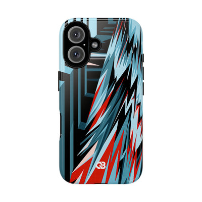 Blue Tough Phone Case for iPhone - Glitch Peak Cyan