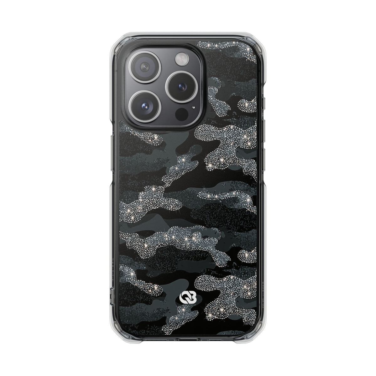 Glitter Shadow Camo · Clear Impact Magnetic Phone Case for iPhone · Black
