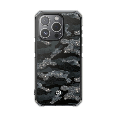 Glitter Shadow Camo · Clear Impact Magnetic Phone Case for iPhone · Black