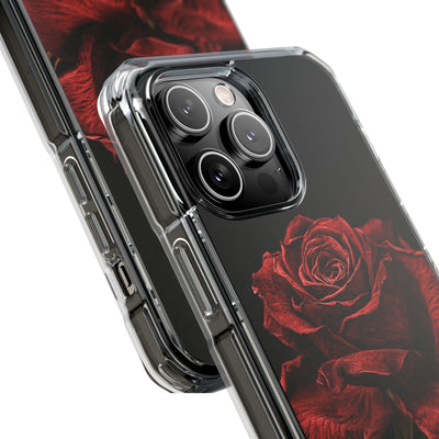 Crimson Noir Rose · Clear Impact Magnetic Phone Case for iPhone ·  Black