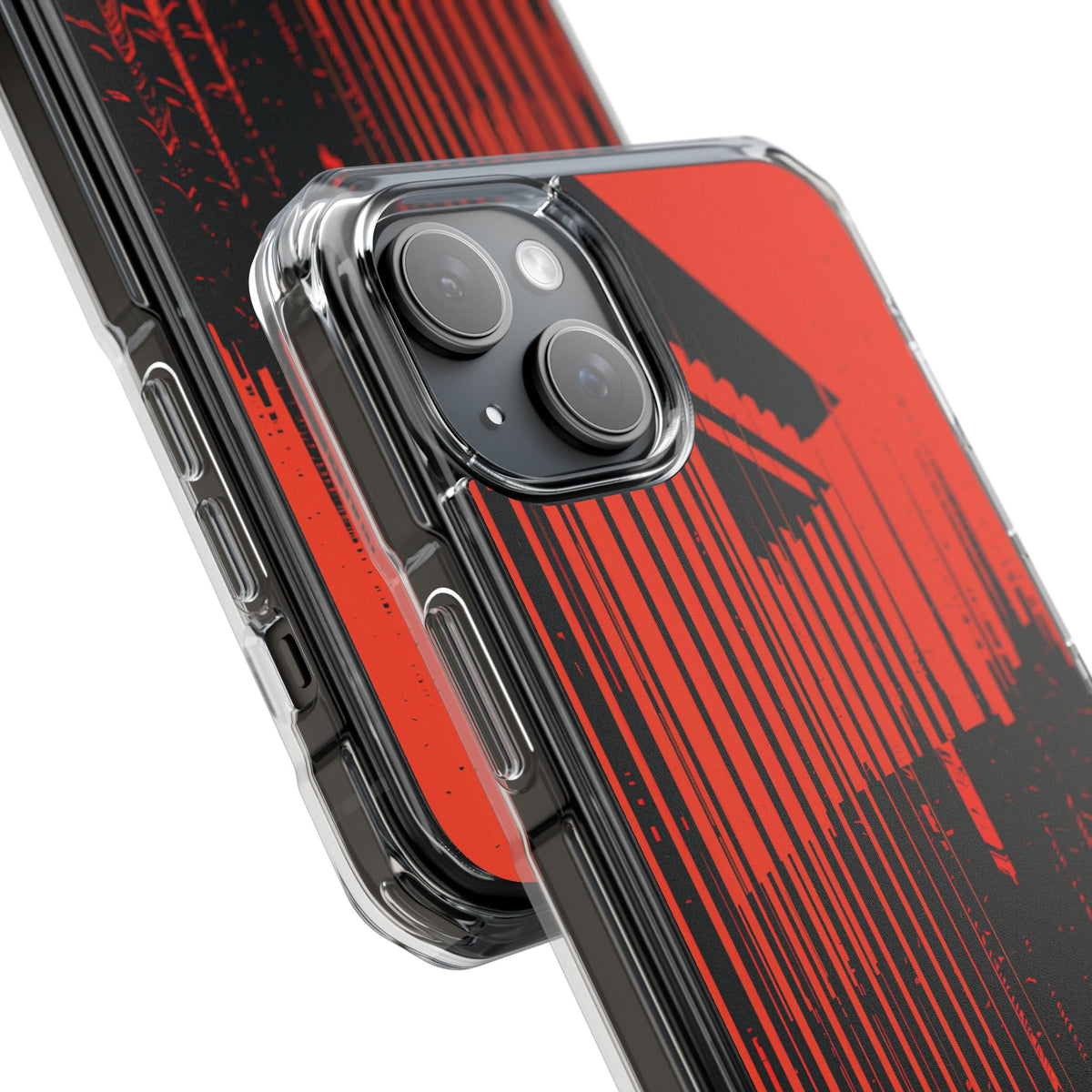 Red Impact MagSafe Phone Case for iPhone - Crimson Brutalist Distortion
