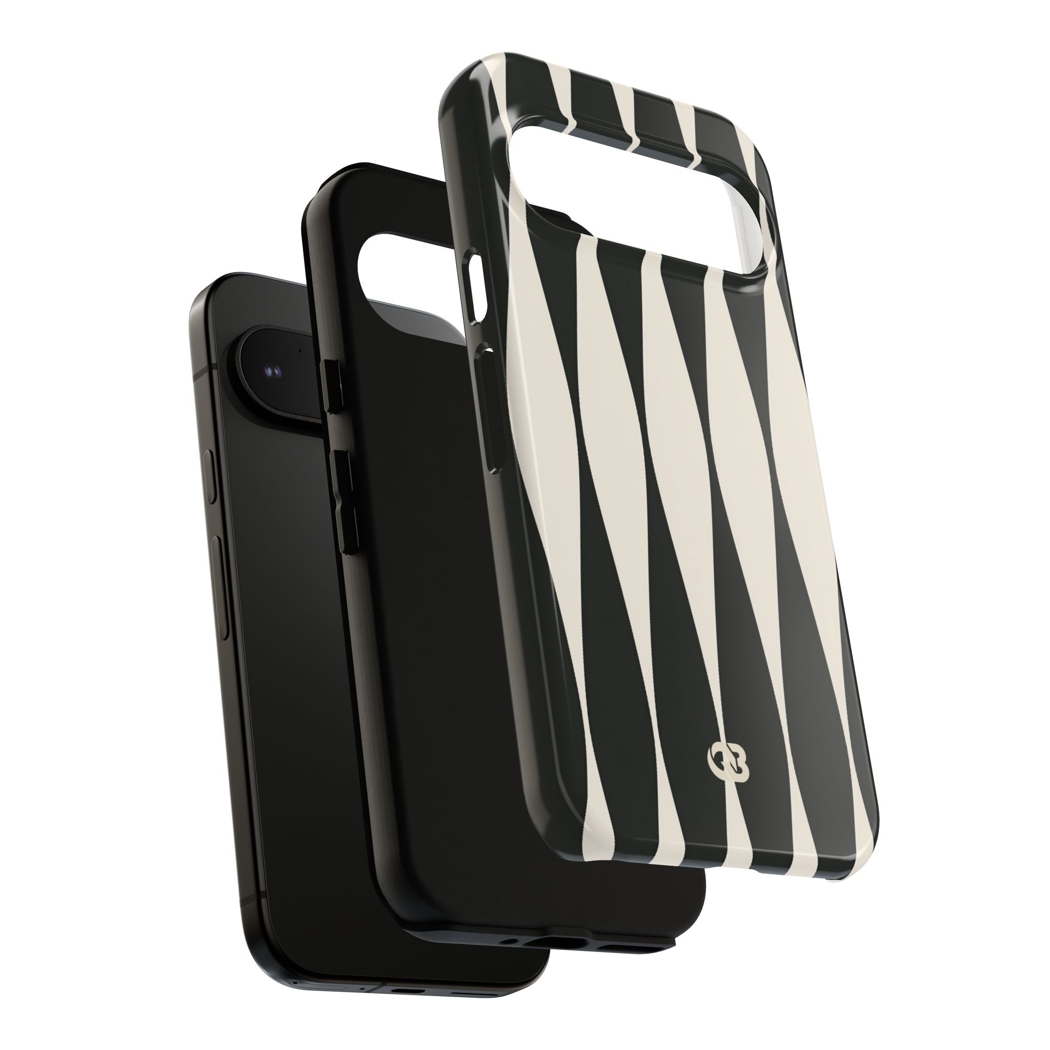 Black Tough Phone Case for Google Pixel - Ivory Spindle Grid