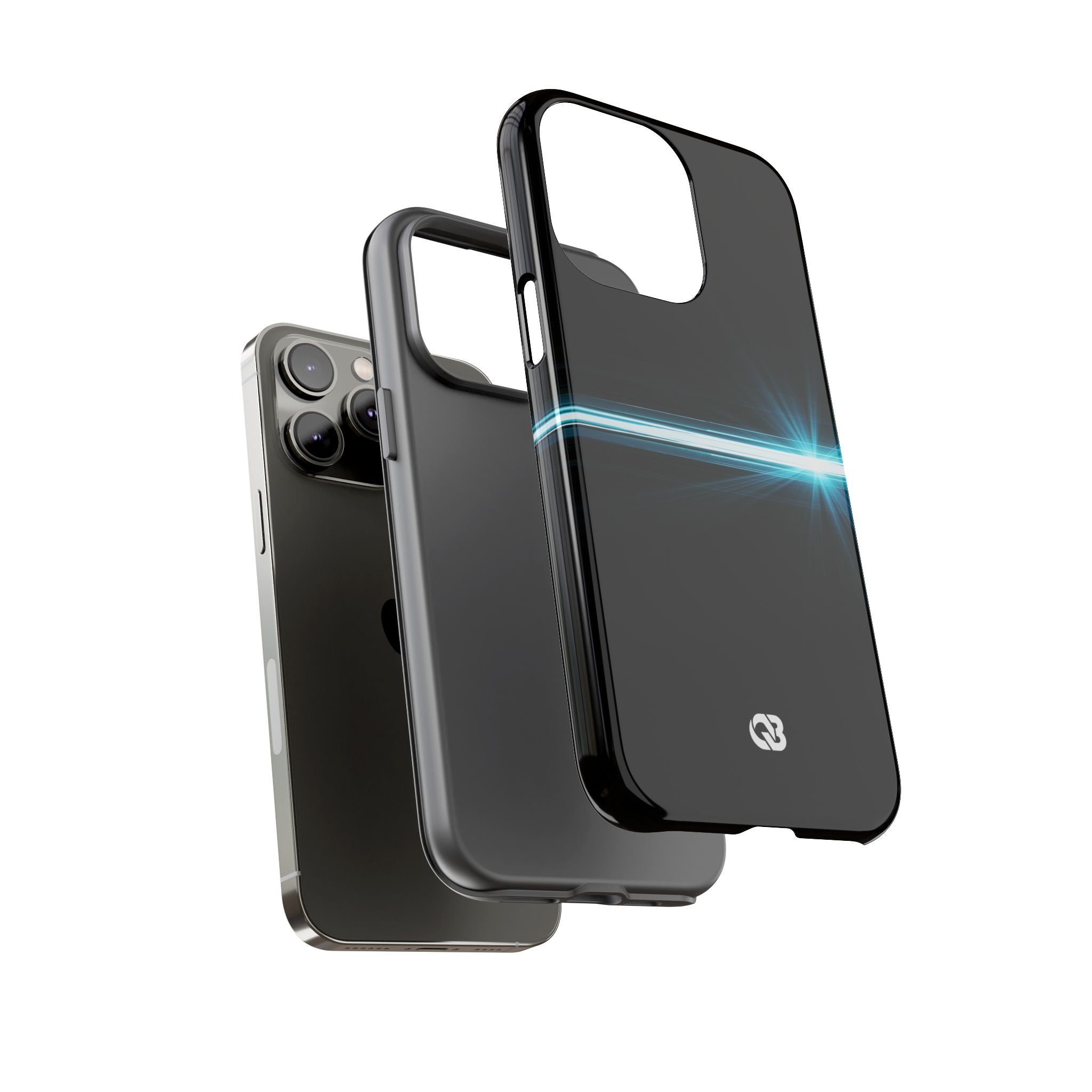 Blue Tough Phone Case for iPhone - Electric Cyan Ray
