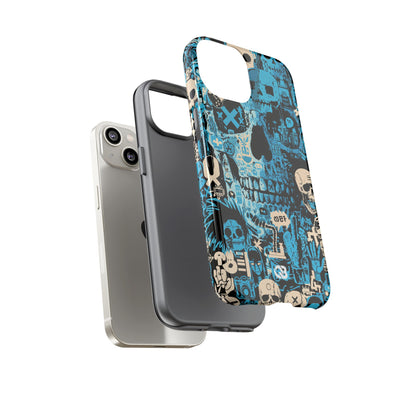 Electric Skull Graffiti · Tough Phone Case for iPhone · Blue