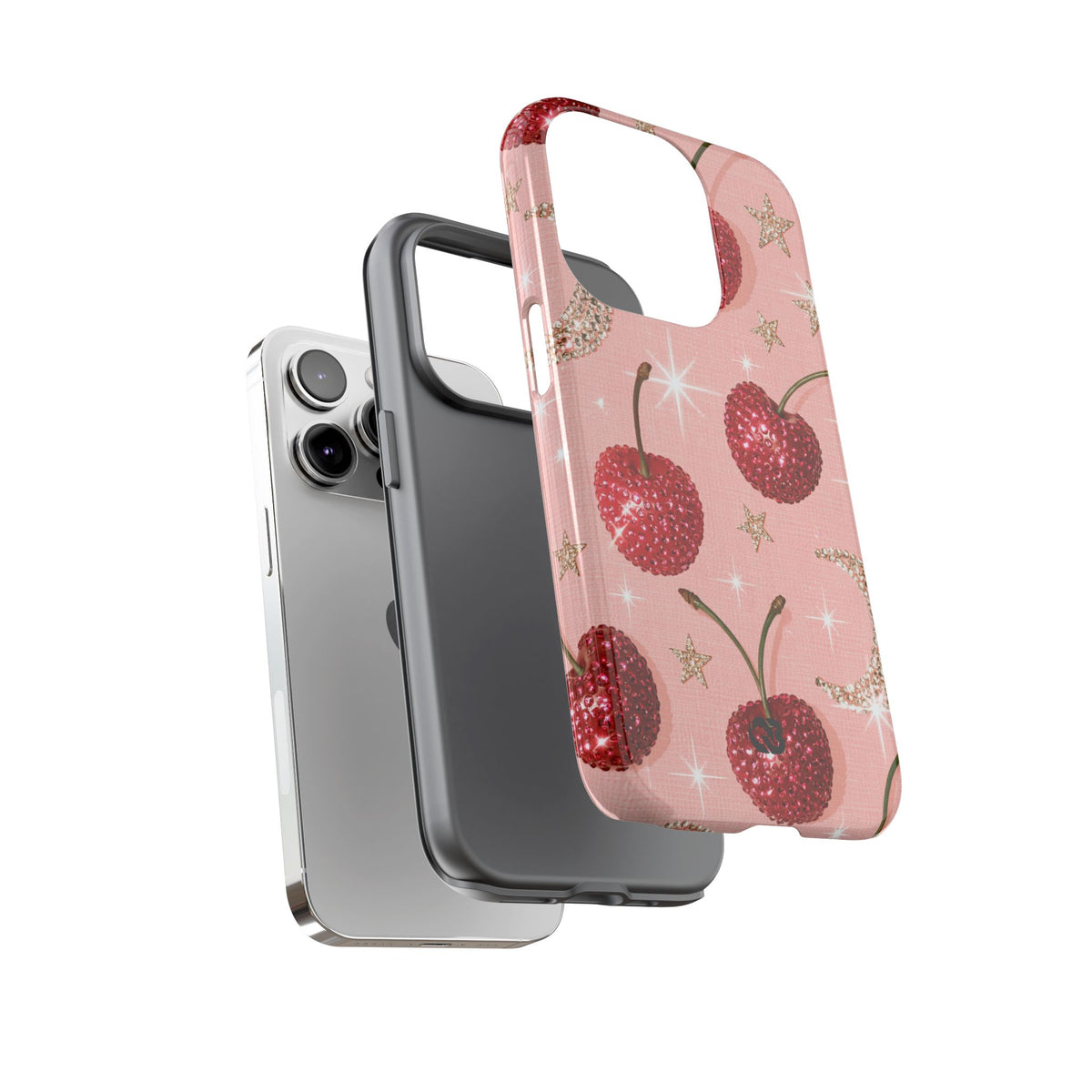 Bedazzled Ruby Cherries · Tough Phone Case for iPhone · Pink