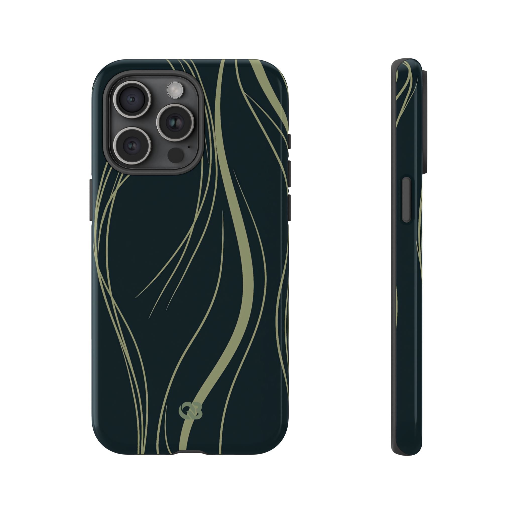 Green Tough Phone Case for iPhone - Obsidian Sage Flow