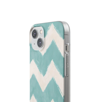 Teal Painted Chevron · Soft Phone Case for iPhone