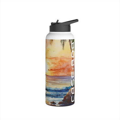 Golden Palm Sunset - Stainless Steel Water Bottle