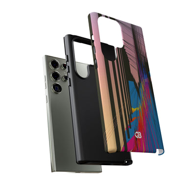 Blue Tough Phone Case for Samsung - Fractured Data Skyline