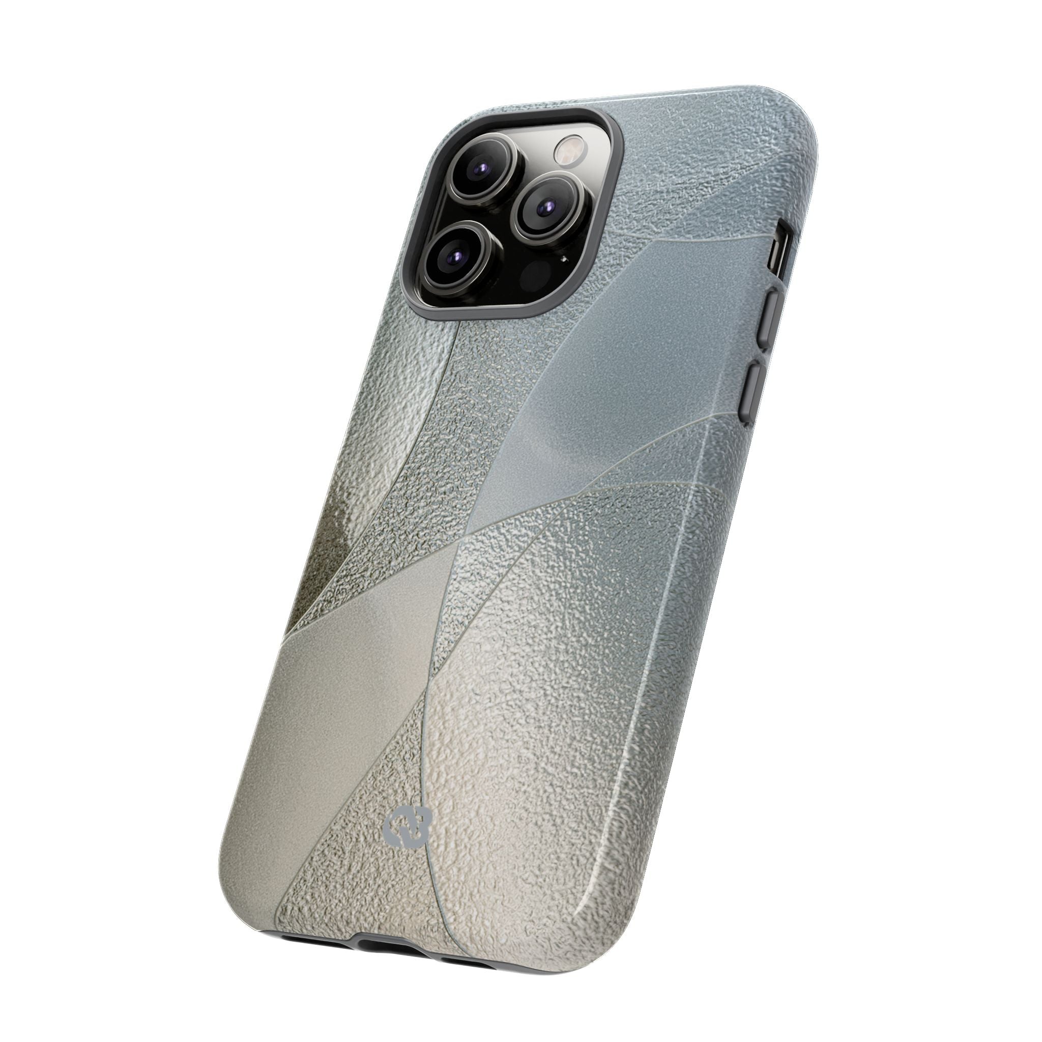 Silver Tough Phone Case for iPhone - Frosted Silver Mosaic