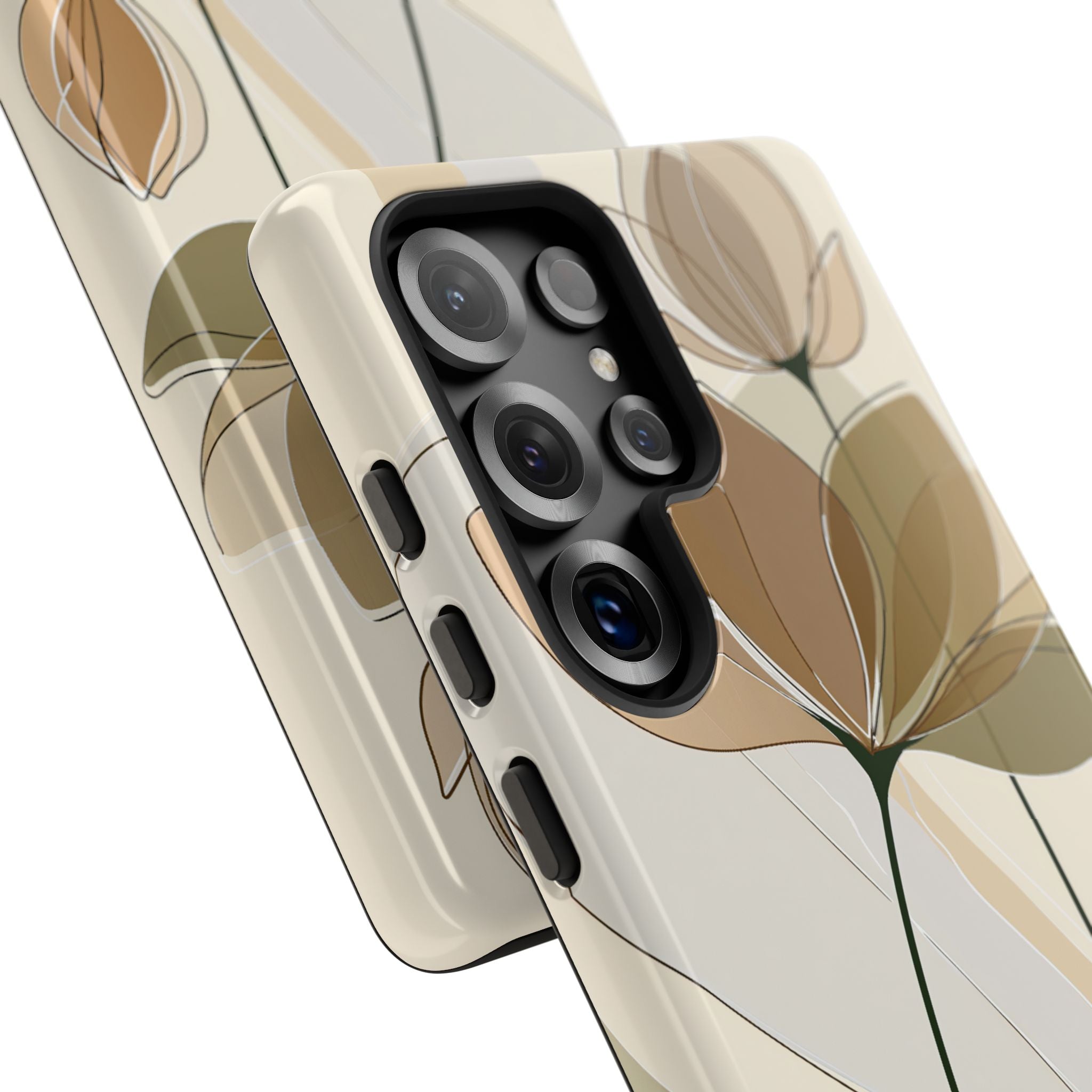 Beige Tough Phone Case for Samsung - Muted Ochre Petals