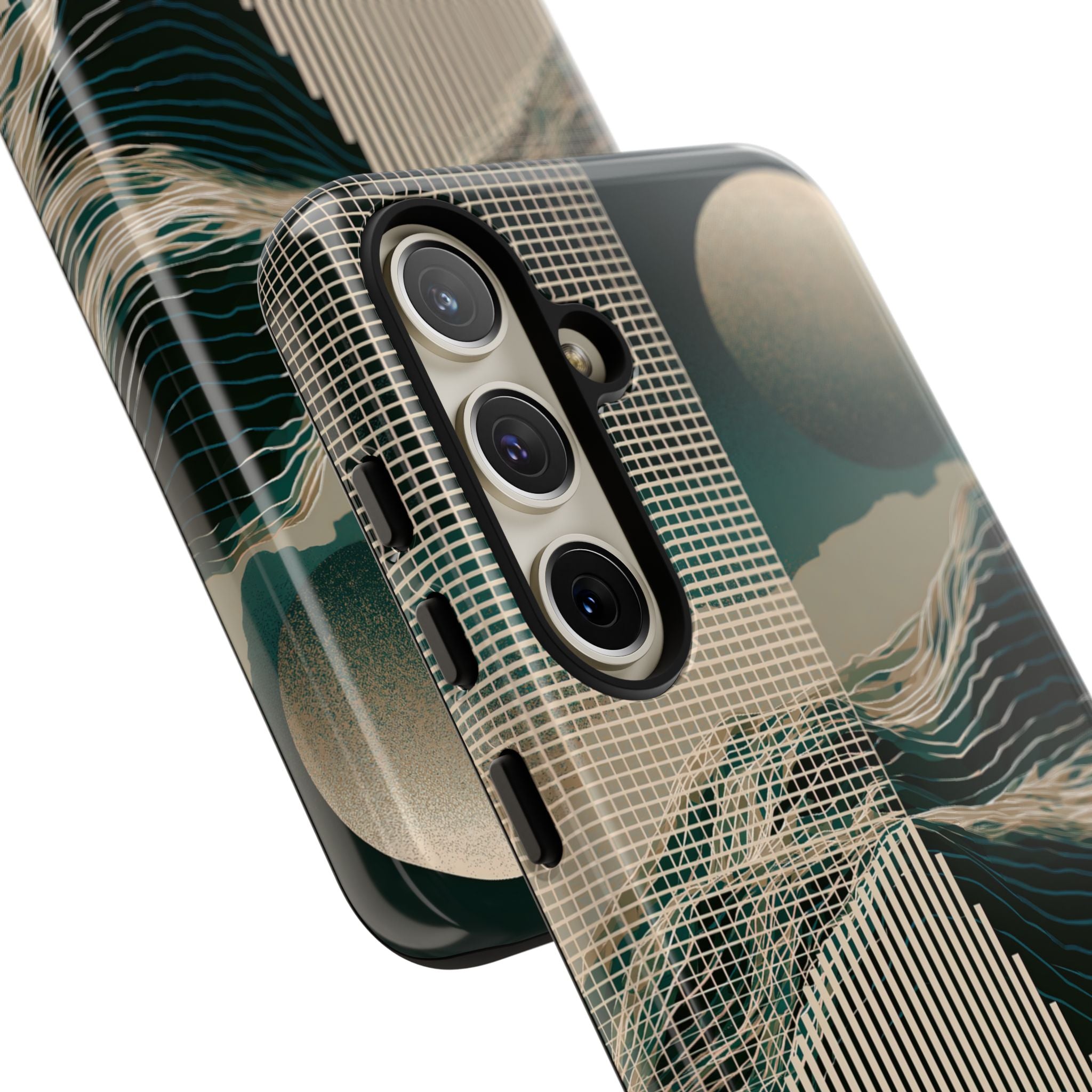 Green Tough Phone Case for Samsung - Lunar Moss Topography