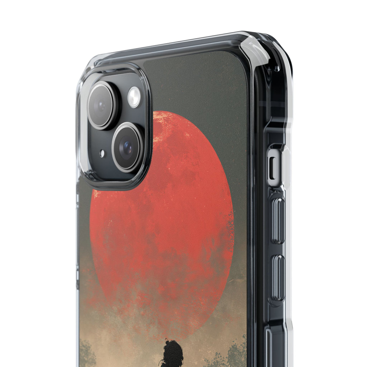 Crimson Moon Ronin · Clear Impact Magnetic Phone Case for iPhone · Red