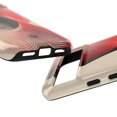 Red Tough Phone Case for Google Pixel - Crimson Grid Vortex