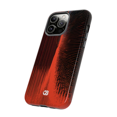 Red Tough Phone Case for iPhone - Crimson Frequency Pulse
