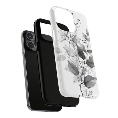Veined Leaves Gray iPhone 15 Pro Max Case - Tough+
