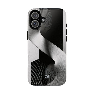 Grey Tough Phone Case for iPhone - Obsidian Moiré Wave