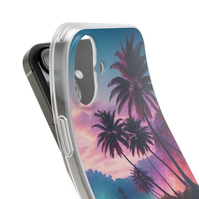 Neon Shore Palms · Soft Phone Case for iPhone