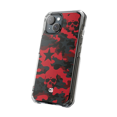 Crimson Skull Camo · Clear Impact Magnetic Phone Case for iPhone · Red