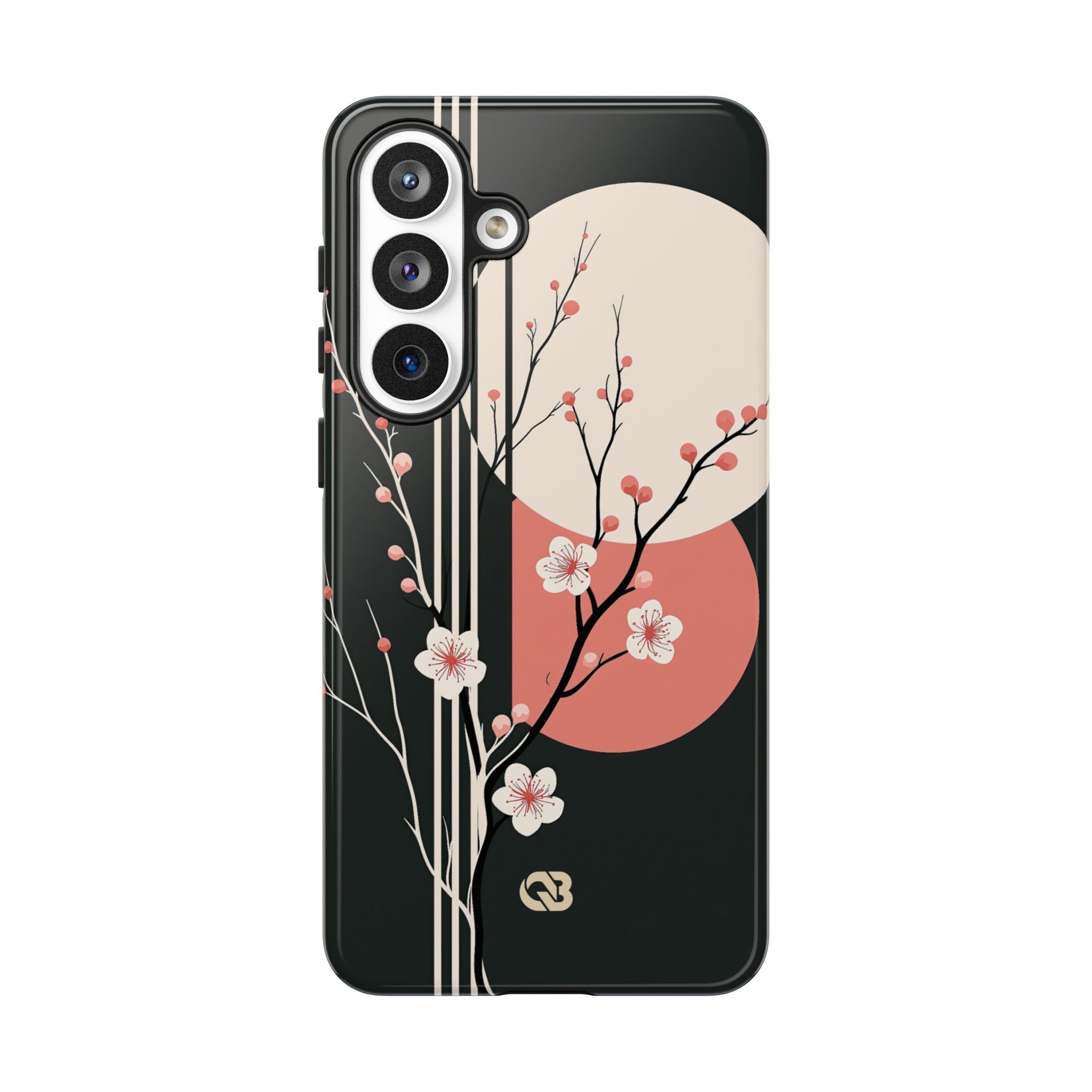 Black Tough Phone Case for Samsung - Kyoto Midnight Blossom