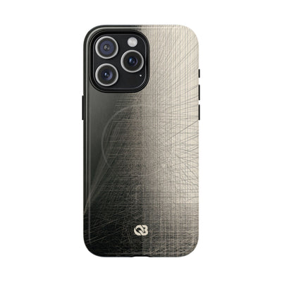 Beige Tough 2.0 Magsafe Phone Case for iPhone - Brutalist Graphite Grid