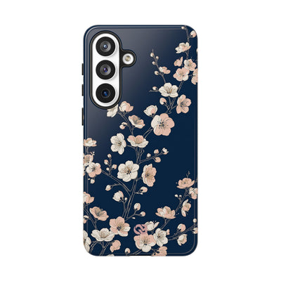 Blue Tough Phone Case for Samsung - Midnight Peach Sakura